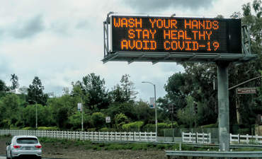 Freeway Virus Warning On a Southern California freeway.