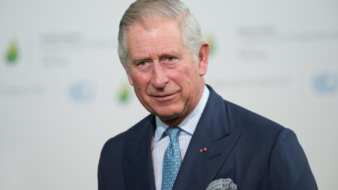 威尔士王子在巴黎COP21，又称联合国气候变化会议。背景模糊了