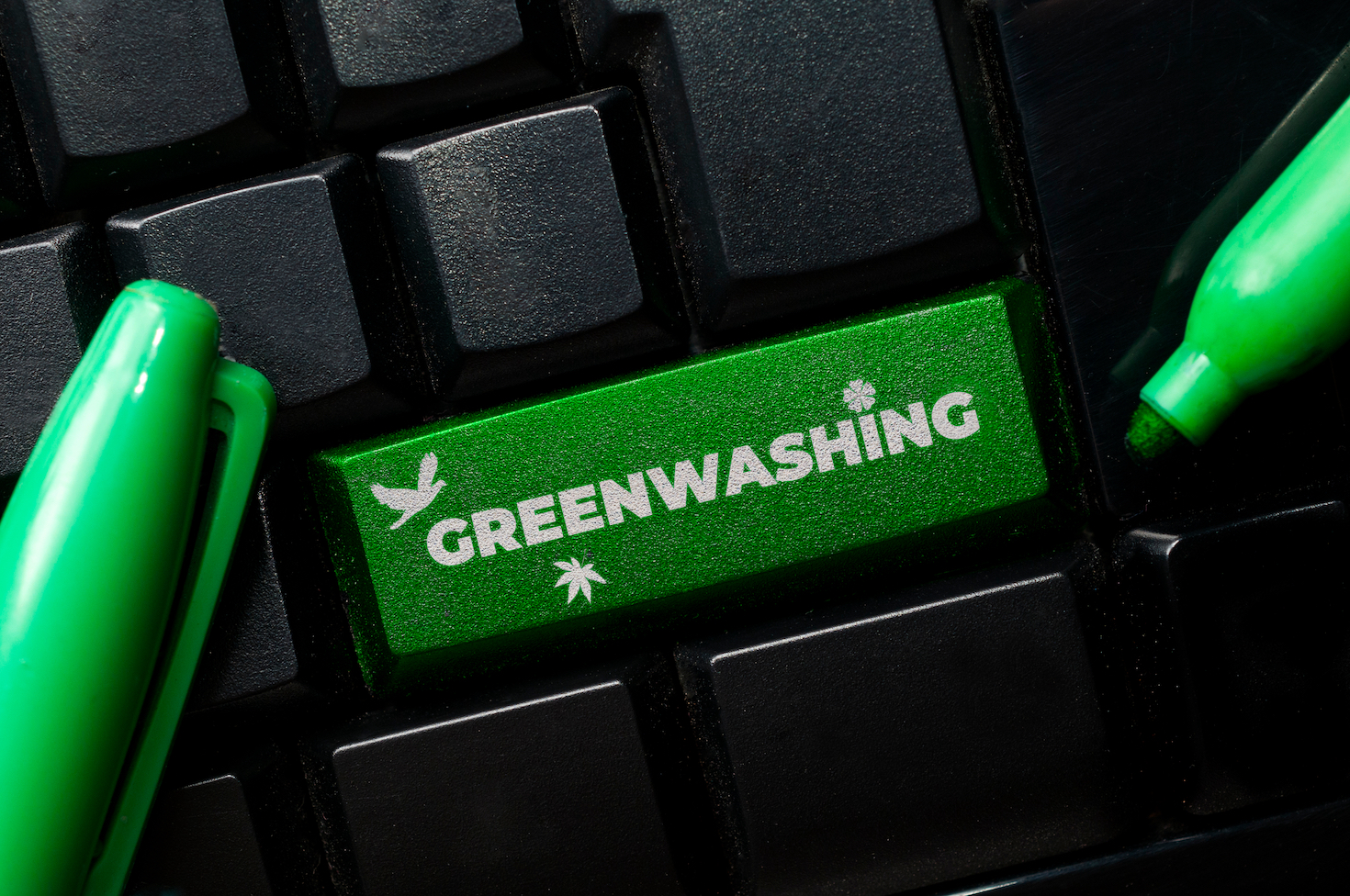 绿色洗涤概念，带电脑键盘