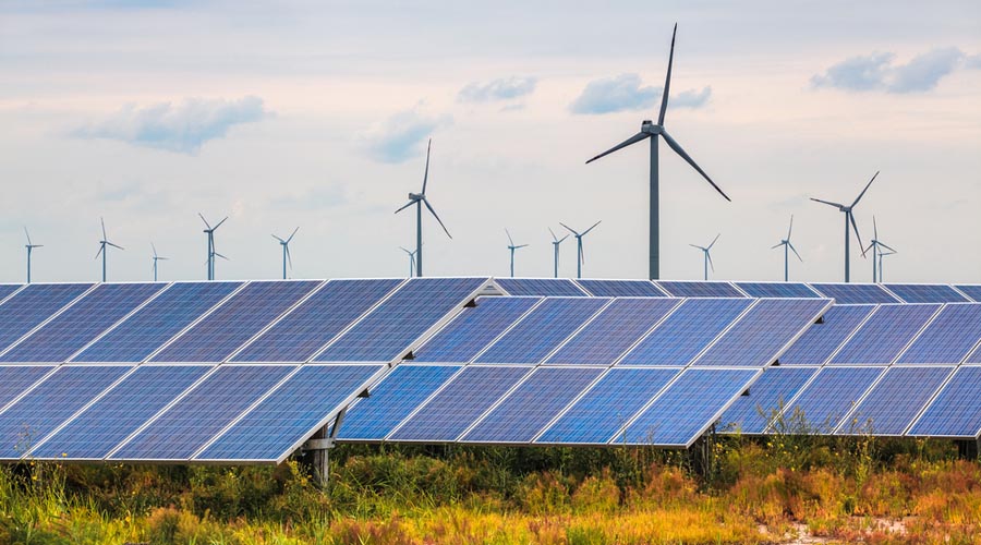 Solar and wind farms 太阳能和风电场
