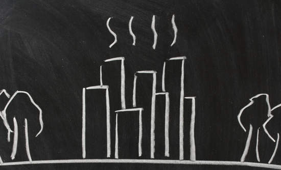 Illustration of the urban heat island effect 说明城市热岛效应