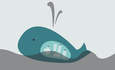 插图鲸鱼与塑料在腹部