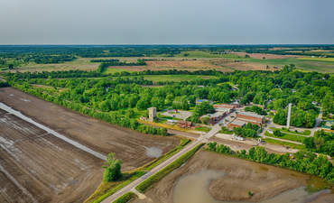 密苏里州黑水市附近被淹农田的鸟瞰图