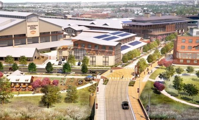 Artist rendition of the National Western Center, a net-zero campus under construction in Denver to house multiple activities.