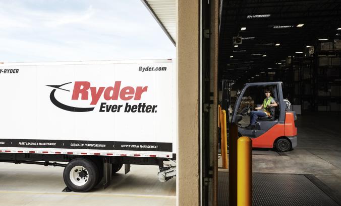 Ryder truck and fork lift