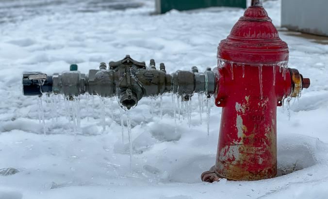 Frozen water hydrant in Austin, Texas