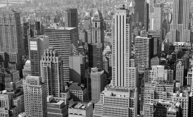 显示曼哈顿天际线的旧照片