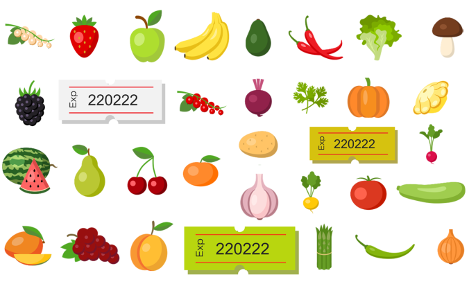 expiration date labels and fruit