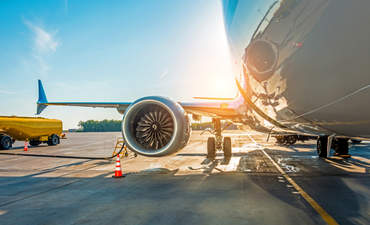 Refueling of the airplane before flight, aircraft maintenance fuel at the airport