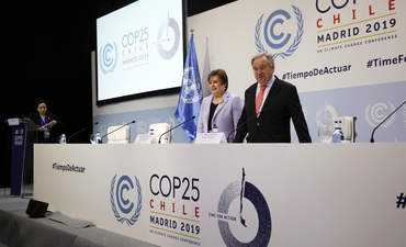 会议秘书长安东尼奥古特雷斯和行政秘书在COP25 Patricia Espinosa在马德里,西班牙