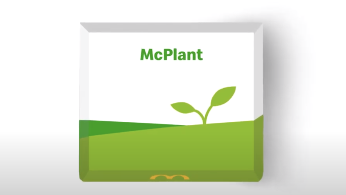 食物包装盒有一个植物和词的例证读，'mcplant''