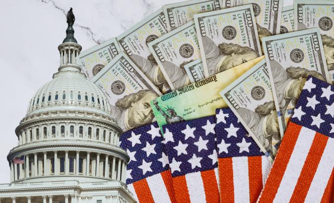 美国资本与资金和旗帜