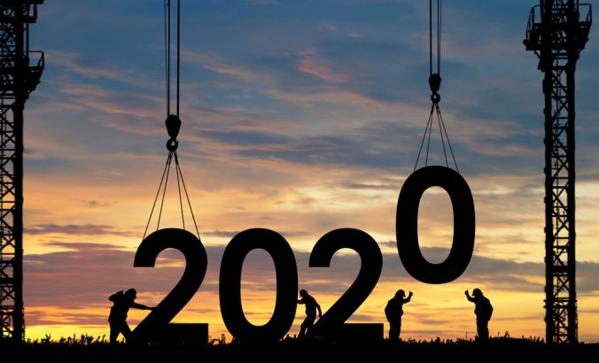 剪影员工作为一个团队准备迎接2020年的新年