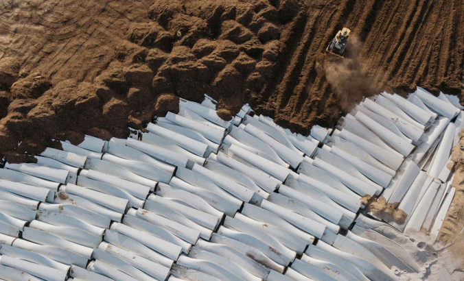 A 'grave' of wind turbine blades.