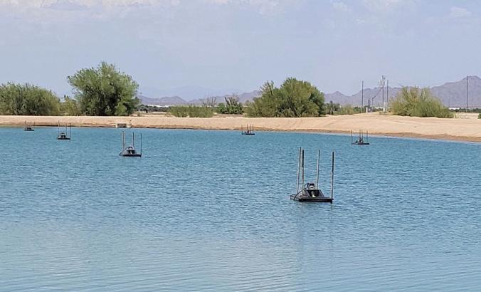 Ocean with boats